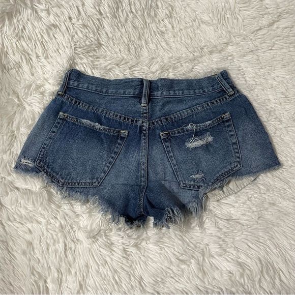 W25 Distressed Destroyed Blue Denim Jean Shorts Free People We The Free - Picture 2 of 8
